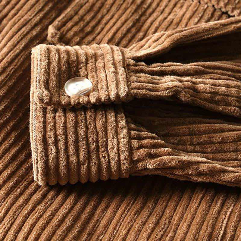Buddha Stones Chaquetas de hombre de pana de algodón liso con botones, estilo vintage, para otoño/invierno, con bolsillo. - image 15