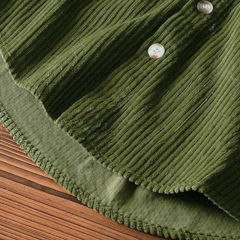 Buddha Stones Chaquetas de hombre de pana de algodón liso con botones, estilo vintage, para otoño/invierno, con bolsillo. - image 12
