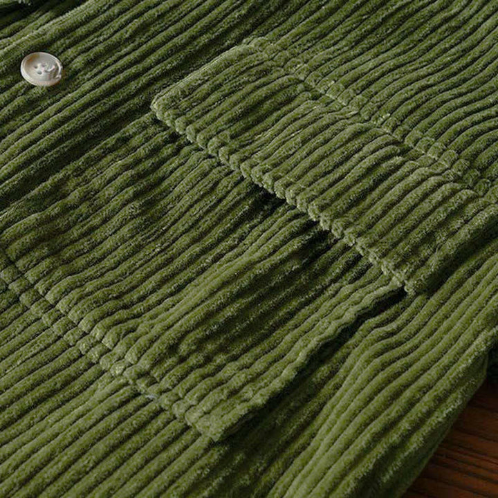 Buddha Stones Chaquetas de hombre de pana de algodón liso con botones, estilo vintage, para otoño/invierno, con bolsillo. - image 9
