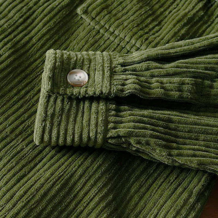 Buddha Stones Chaquetas de hombre de pana de algodón liso con botones, estilo vintage, para otoño/invierno, con bolsillo. - image 10