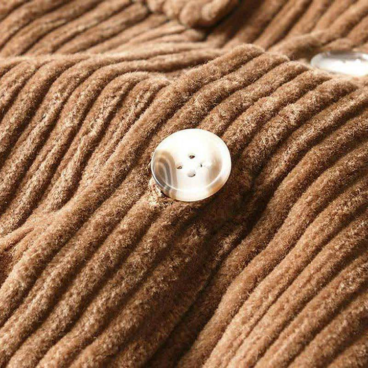 Buddha Stones Chaquetas de hombre de pana de algodón liso con botones, estilo vintage, para otoño/invierno, con bolsillo. - image 16