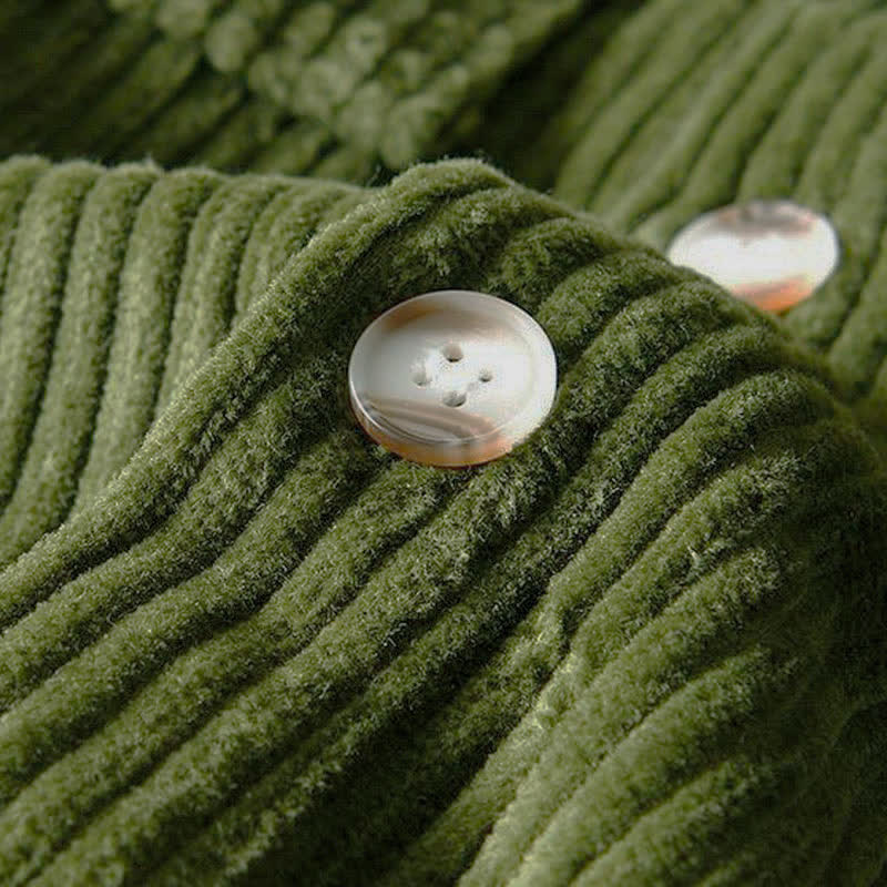 Buddha Stones Chaquetas de hombre de pana de algodón liso con botones, estilo vintage, para otoño/invierno, con bolsillo. - image 11