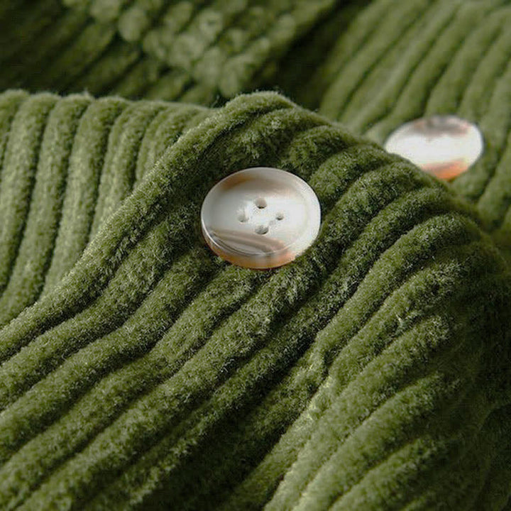 Buddha Stones Chaquetas de hombre de pana de algodón liso con botones, estilo vintage, para otoño/invierno, con bolsillo. - image 11