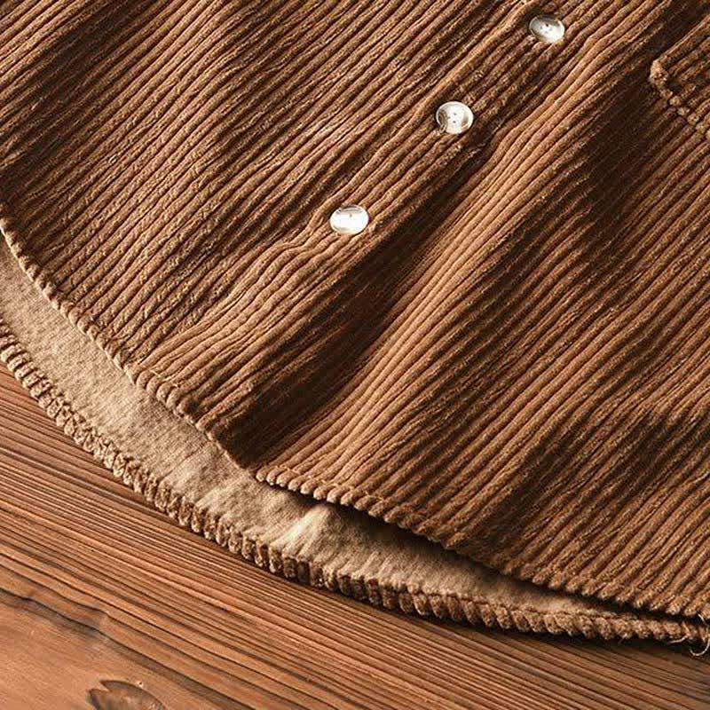 Buddha Stones Chaquetas de hombre de pana de algodón liso con botones, estilo vintage, para otoño/invierno, con bolsillo. - image 17