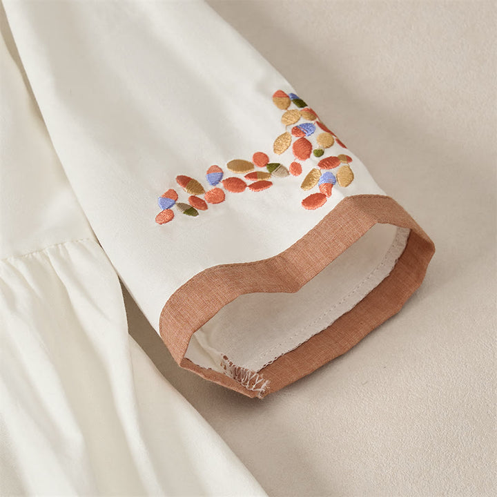 Vestido midi de manga corta para mujer con bordado étnico de Buddha Stones y estampado de primavera. - image 3