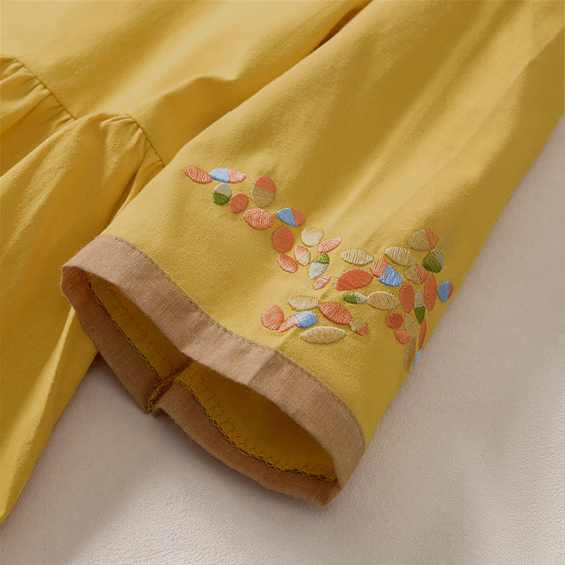 Vestido midi de manga corta para mujer con bordado étnico de Buddha Stones y estampado de primavera. - image 9