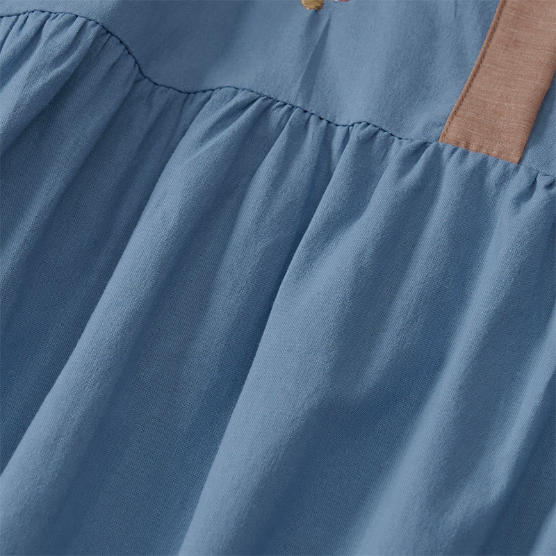 Vestido midi de manga corta para mujer con bordado étnico de Buddha Stones y estampado de primavera. - image 25