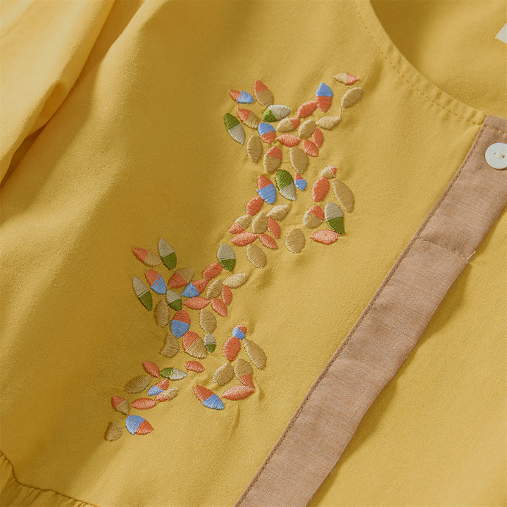 Vestido midi de manga corta para mujer con bordado étnico de Buddha Stones y estampado de primavera. - image 11