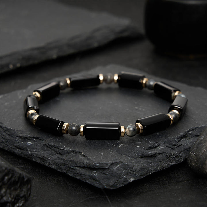 Buddha Stones Pulsera de cuentas con detalles de cobre y protección de ónix negro - image 2
