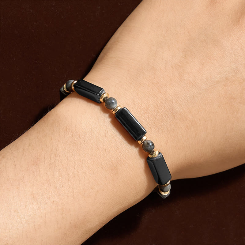 Buddha Stones Pulsera de cuentas con detalles de cobre y protección de ónix negro - image 11