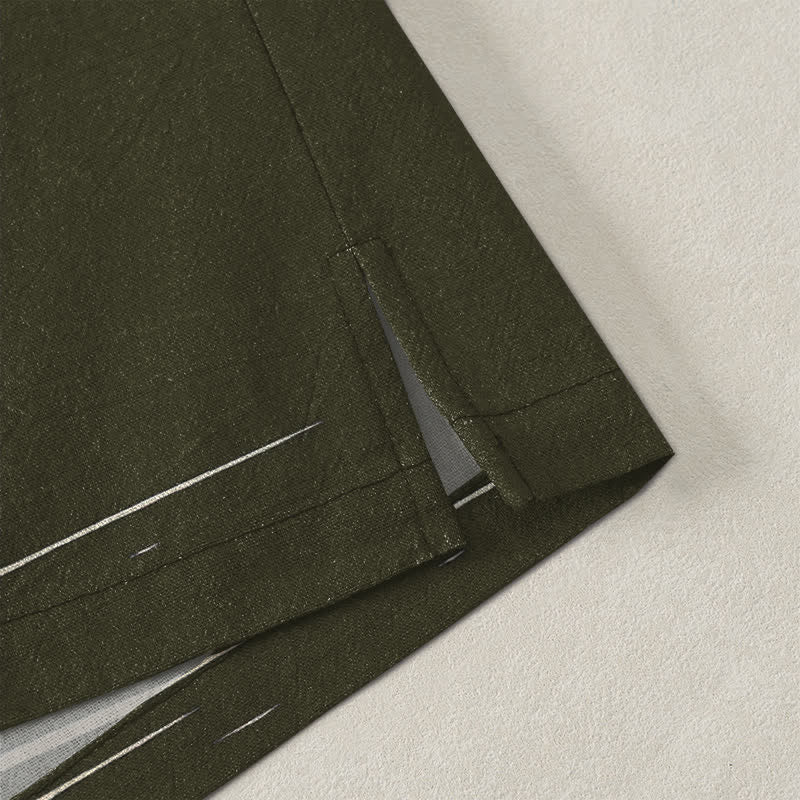 Buddha Stones Kimono de hombre con frente abierto y estampado de paisaje de pinos y grullas de algodón. - image 4
