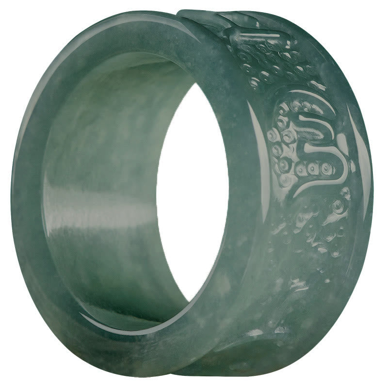 Anillo de prosperidad tallado con Om Mani Padme Hum y jade natural de Buddha Stones - image 9
