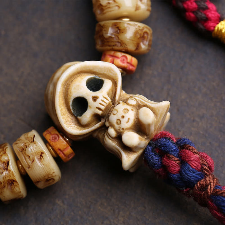 Buddha Stones Pulsera de protección del bosque del Señor de los Cadáveres con cuentas de hueso tibetanas - image 1