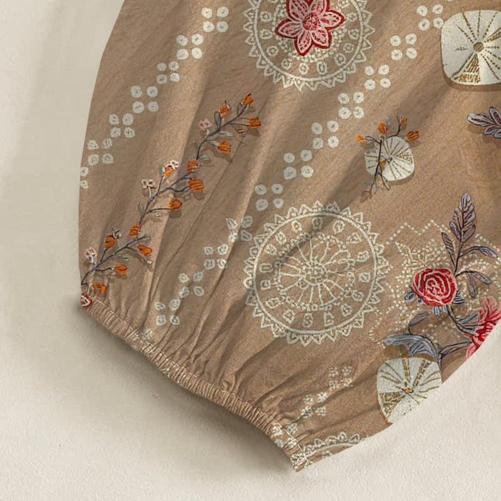 Buddha Stones Pantalones harem de algodón con estampado floral geométrico vintage para mujer, cintura elástica y bolsillos laterales. - image 6