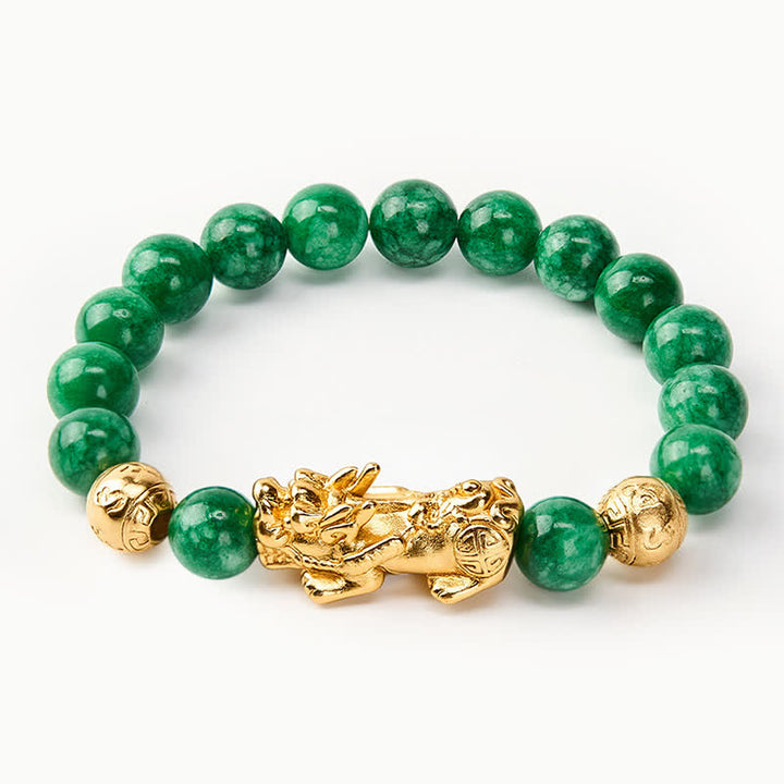 Buddha Stones Pulsera protectora PiXiu de cuentas de jade cian natural - image 4