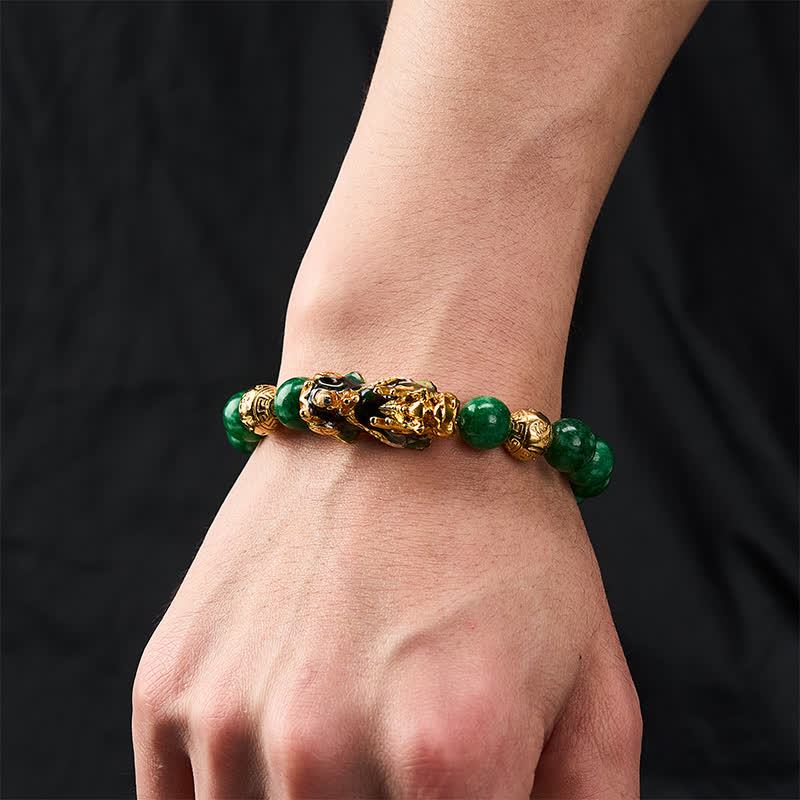 Buddha Stones Pulsera curativa PiXiu con cuentas de jade cian natural que cambia de color - image 3