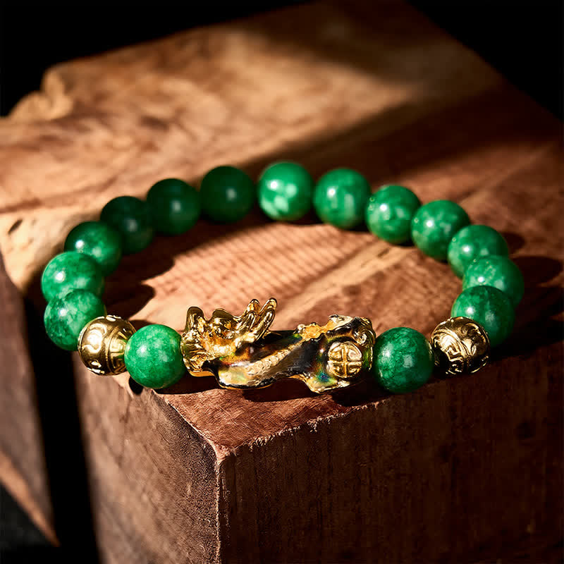 Buddha Stones Pulsera curativa PiXiu con cuentas de jade cian natural que cambia de color - image 2