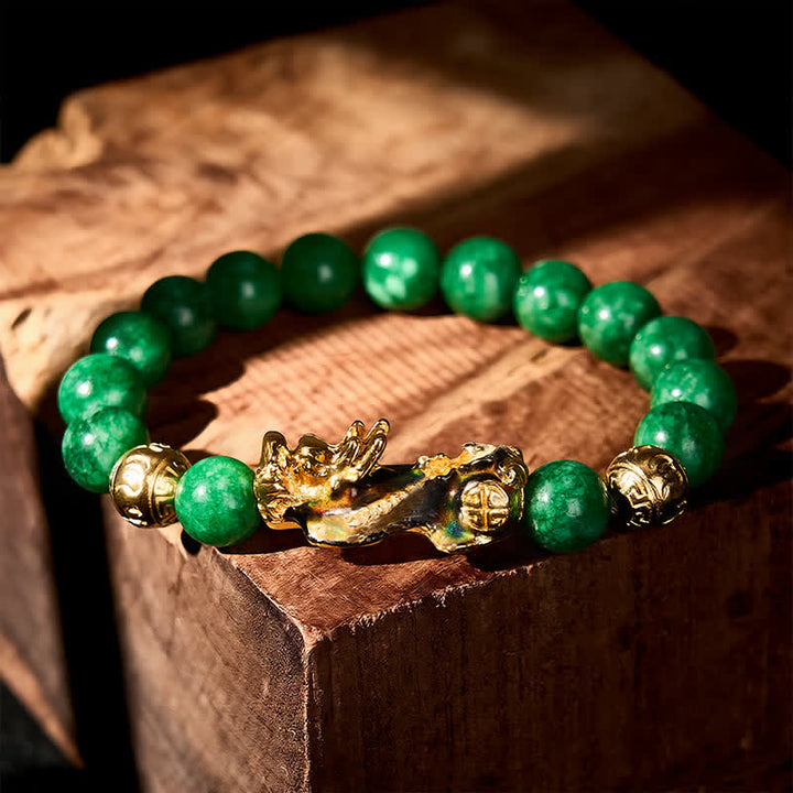 Buddha Stones Pulsera curativa PiXiu con cuentas de jade cian natural que cambia de color - image 2
