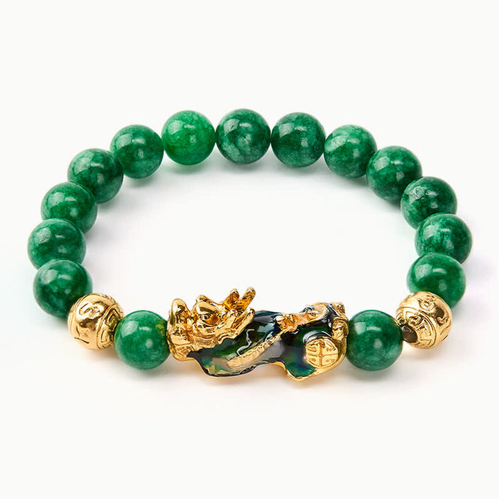 Buddha Stones Pulsera curativa PiXiu con cuentas de jade cian natural que cambia de color - image 5