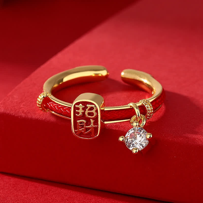 Buddha Stones Anillo de amuleto de la suerte y la riqueza con hilo rojo de aleación de cobre - image 2
