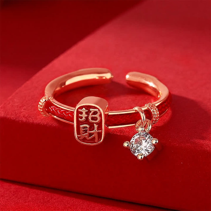 Buddha Stones Anillo de amuleto de la suerte y la riqueza con hilo rojo de aleación de cobre - image 9