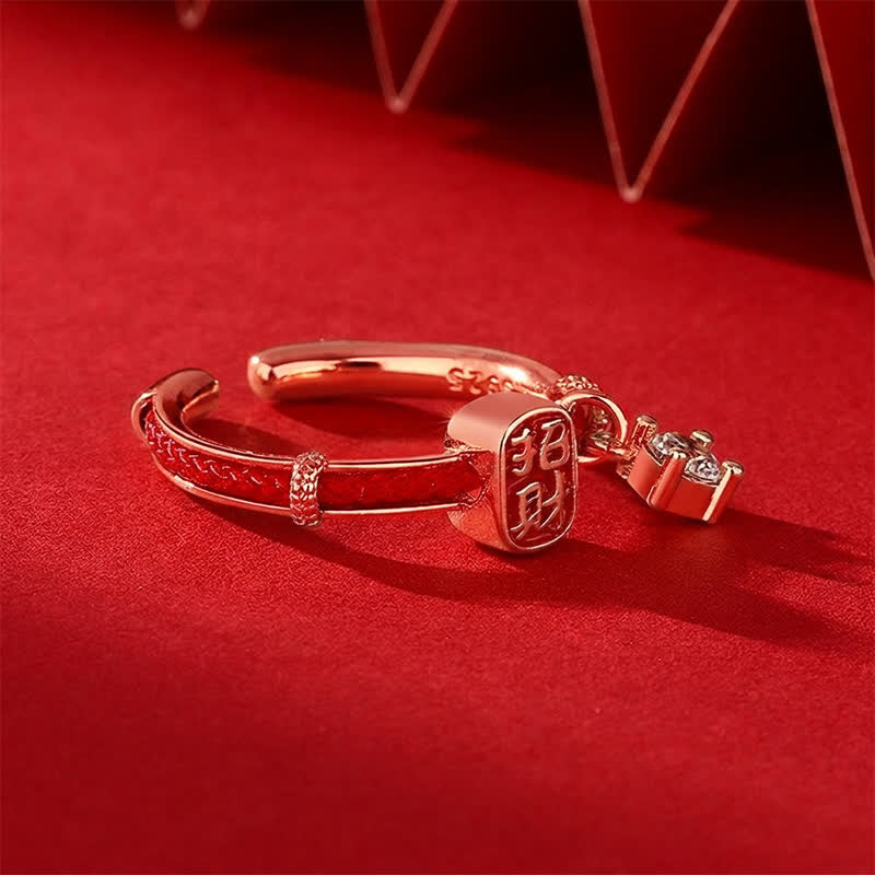 Buddha Stones Anillo de amuleto de la suerte y la riqueza con hilo rojo de aleación de cobre - image 10