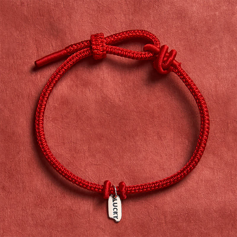 Buddha Stones Pulsera ajustable con dije de la suerte, hecha a mano con hilo trenzado rojo. - Rojo - 5,91-7,48 pulgadas (15-19 cm) - image 0
