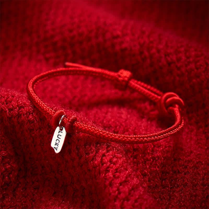Buddha Stones Pulsera ajustable con dije de la suerte, hecha a mano con hilo trenzado rojo. - image 3