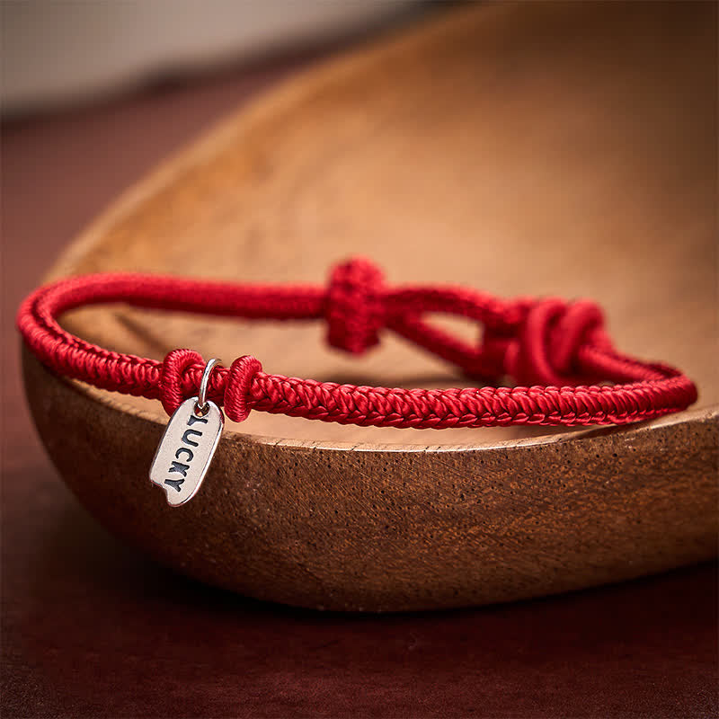 Buddha Stones Pulsera ajustable con dije de la suerte, hecha a mano con hilo trenzado rojo. - image 8