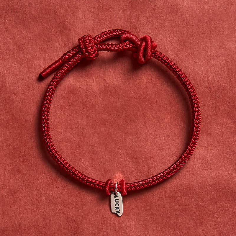 Buddha Stones Pulsera ajustable con dije de la suerte, hecha a mano con hilo trenzado rojo. - Rojo oscuro - 5,91-7,48 pulgadas (15-19 cm) - image 6