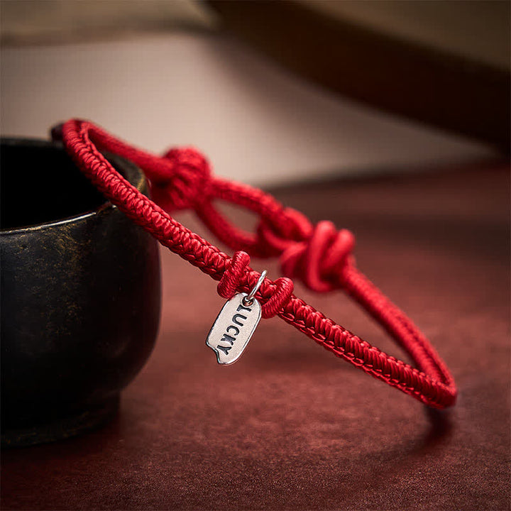 Buddha Stones Pulsera ajustable con dije de la suerte, hecha a mano con hilo trenzado rojo. - image 7