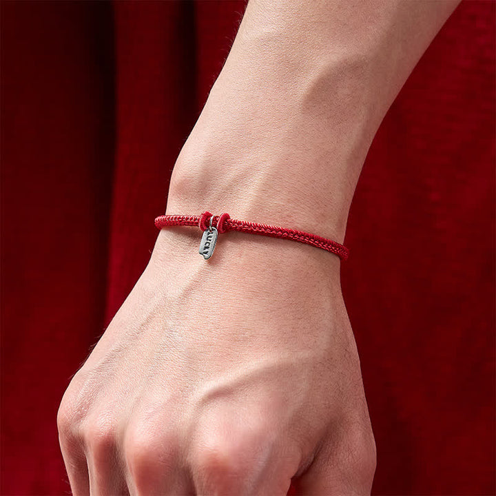 Buddha Stones Pulsera ajustable con dije de la suerte, hecha a mano con hilo trenzado rojo. - image 10