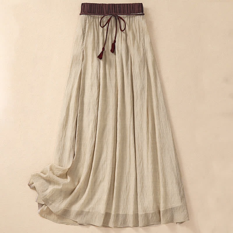 Falda de mujer de 7-8 pulgadas de largo, con diseño plisado y cordones, de color contrastante, estilo casual, con estampado de Buddha Stones. - vara de oro pálida - US8-10，UK/AU12-14，EU40-42 (2XL) - image 0
