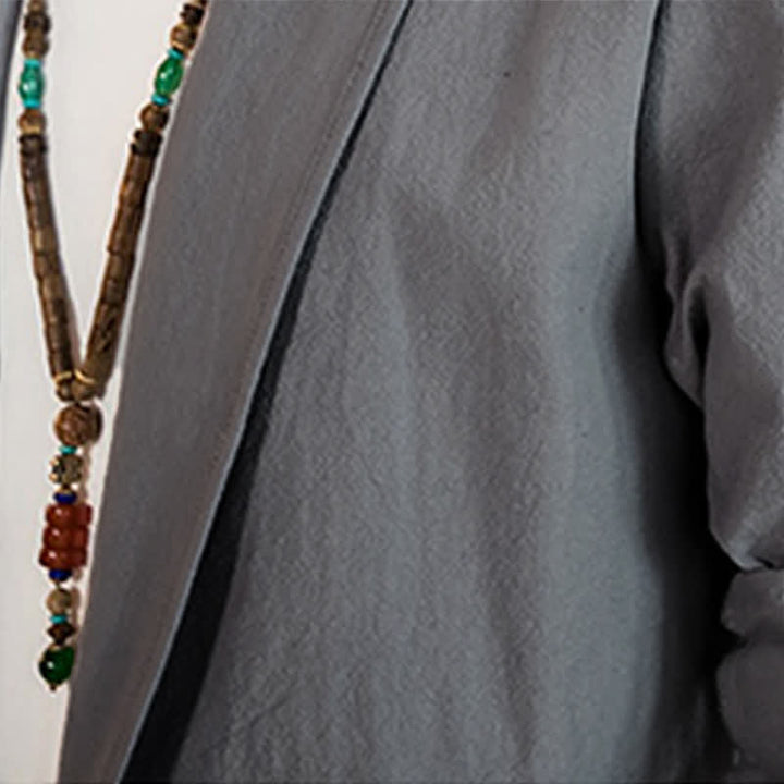 Buddha Stones Kimono minimalista liso para hombre, estilo casual, primavera-otoño. - image 13