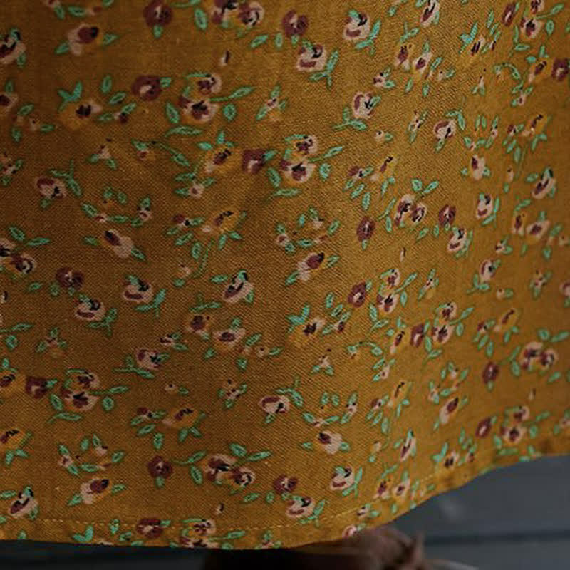 Buddha Stones Vestido de mujer informal de otoño, estilo vintage, con botones, estampado floral, manga larga y bolsillo. - image 10