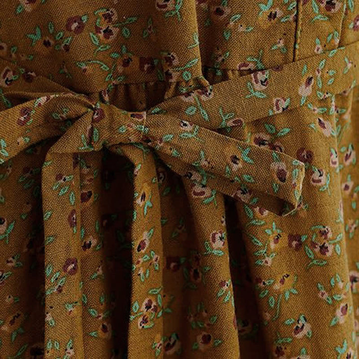 Buddha Stones Vestido de mujer informal de otoño, estilo vintage, con botones, estampado floral, manga larga y bolsillo. - image 9