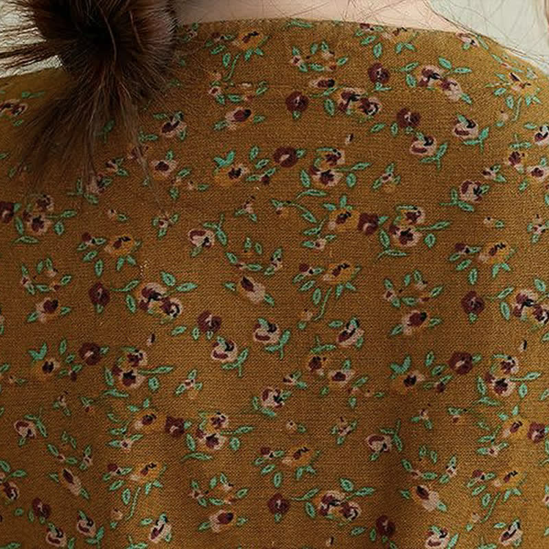 Buddha Stones Vestido de mujer informal de otoño, estilo vintage, con botones, estampado floral, manga larga y bolsillo. - image 5