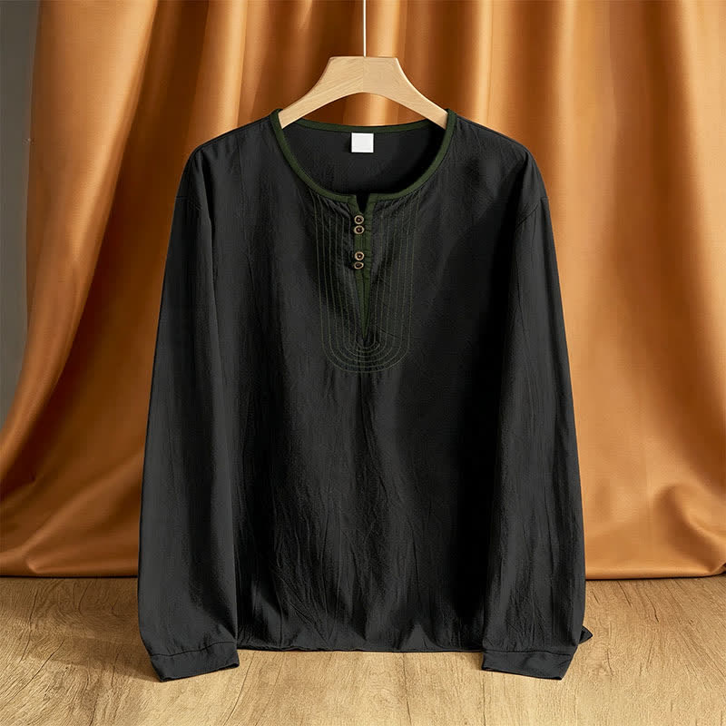 Buddha Stones Camisas de manga larga para hombre, estilo casual vintage, con botones, para primavera y otoño. - Negro - US/UK/AU42, EU52 (3XL) - image 9