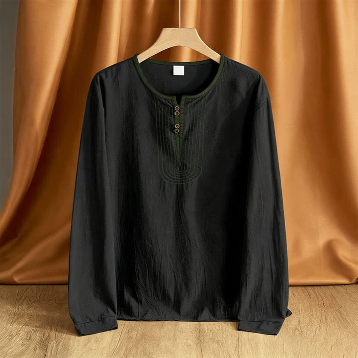 Buddha Stones Camisas de manga larga para hombre, estilo casual vintage, con botones, para primavera y otoño. - Negro - US/UK/AU42, EU52 (3XL) - image 9