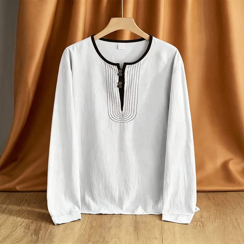 Buddha Stones Camisas de manga larga para hombre, estilo casual vintage, con botones, para primavera y otoño. - Blanco - US/UK/AU42, EU52 (3XL) - image 11