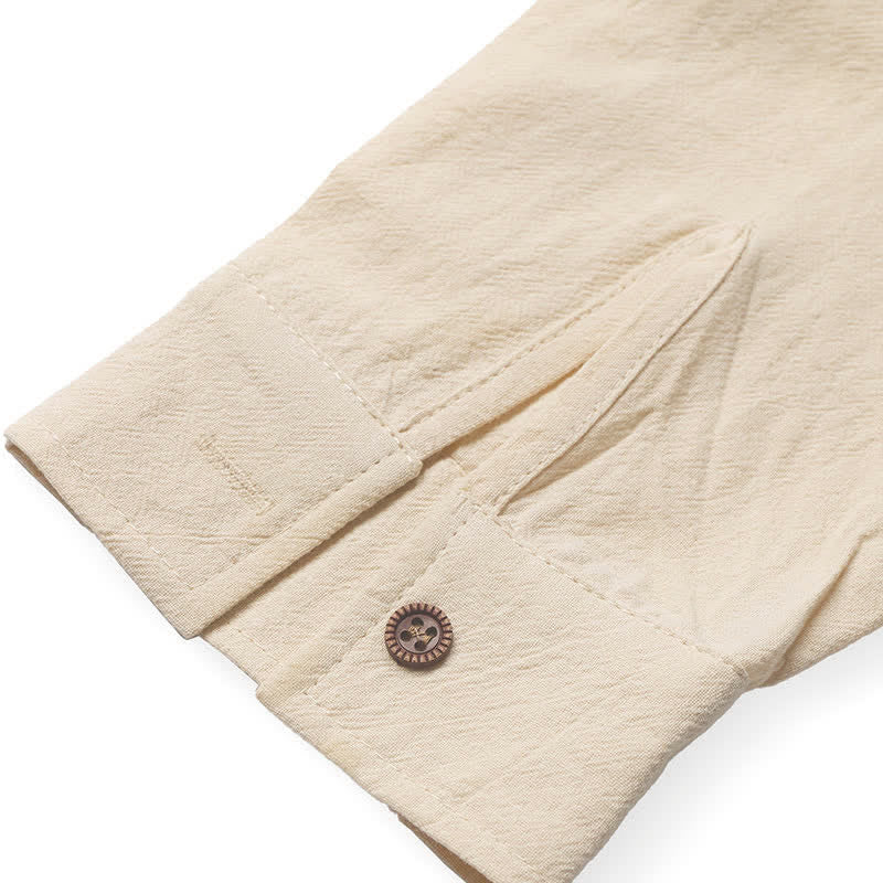 Buddha Stones Camisas de manga larga para hombre, estilo casual vintage, con botones, para primavera y otoño. - image 4