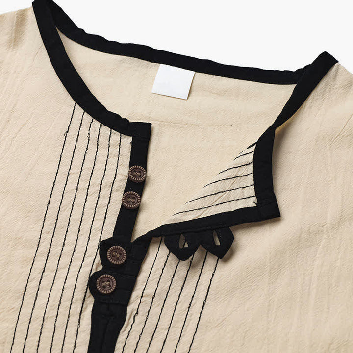 Buddha Stones Camisas de manga larga para hombre, estilo casual vintage, con botones, para primavera y otoño. - image 2