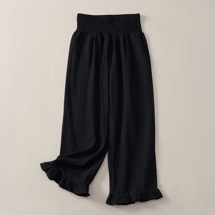 Buddha Stones Pantalones tobilleros de mujer de corte recto con bolsillos, estilo boho casual de primavera/verano. - Negro - US12, UK/AU16, EU44 (2XL) - image 9