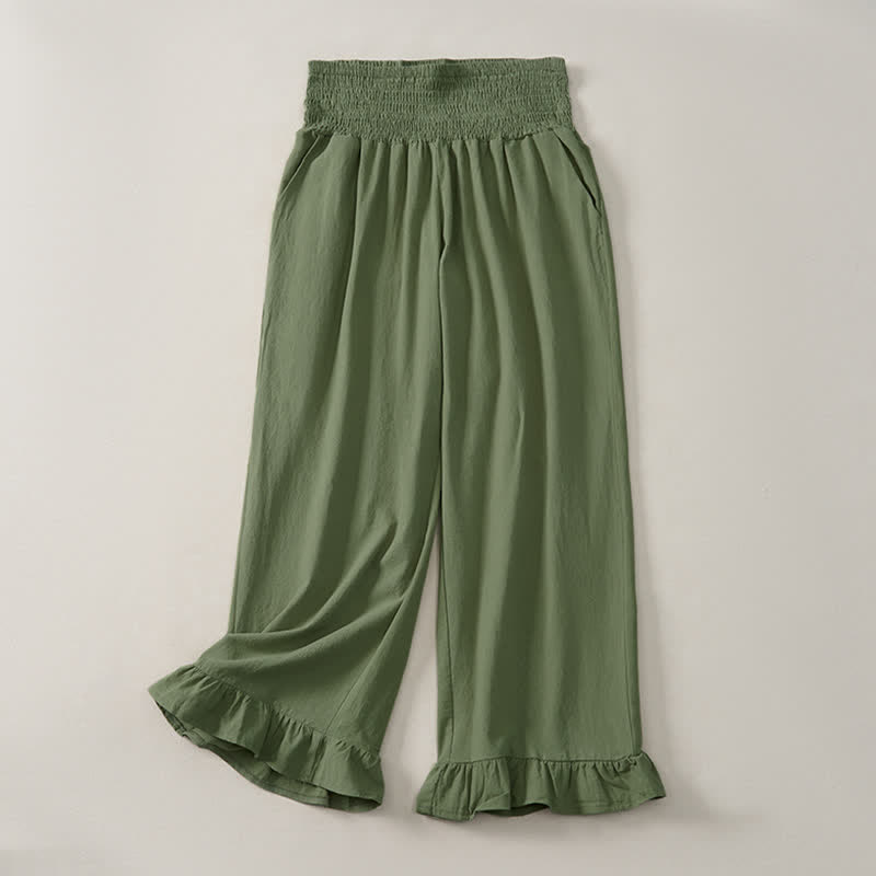 Buddha Stones Pantalones tobilleros de mujer de corte recto con bolsillos, estilo boho casual de primavera/verano. - Verde oliva - US12, UK/AU16, EU44 (2XL) - image 18