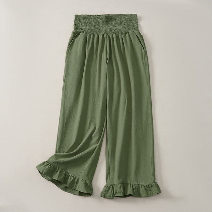 Buddha Stones Pantalones tobilleros de mujer de corte recto con bolsillos, estilo boho casual de primavera/verano. - Verde oliva - US12, UK/AU16, EU44 (2XL) - image 18