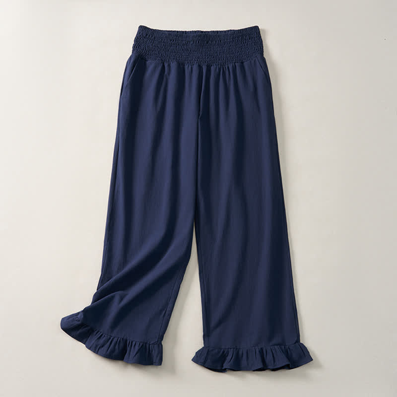 Buddha Stones Pantalones tobilleros de mujer de corte recto con bolsillos, estilo boho casual de primavera/verano. - Marina de guerra - US12, UK/AU16, EU44 (2XL) - image 0