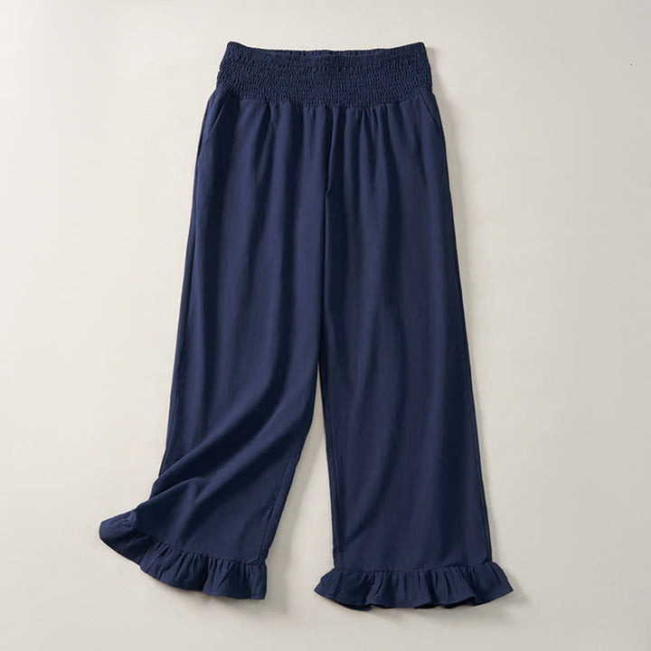 Buddha Stones Pantalones tobilleros de mujer de corte recto con bolsillos, estilo boho casual de primavera/verano. - Marina de guerra - US12, UK/AU16, EU44 (2XL) - image 0