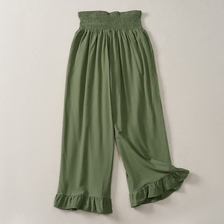 Buddha Stones Pantalones tobilleros de mujer de corte recto con bolsillos, estilo boho casual de primavera/verano. - image 19