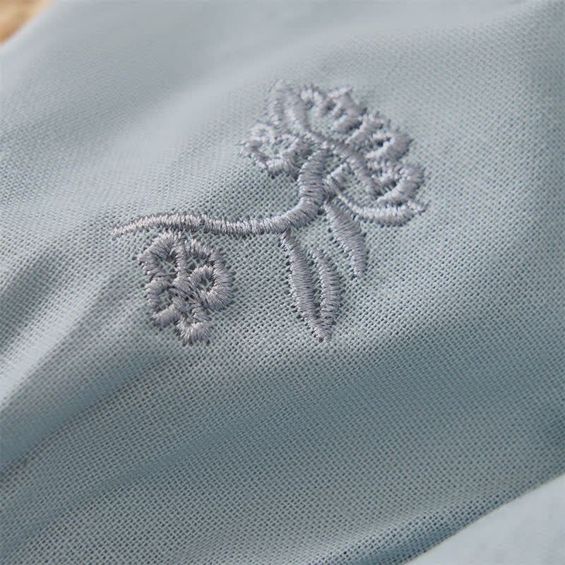 Buddha Stones Camisas de manga hasta el codo para mujer, estilo vintage de verano, con bordado de flores y botones de rana. - image 4