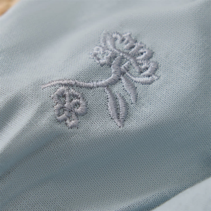 Buddha Stones Camisas de manga hasta el codo para mujer, estilo vintage de verano, con bordado de flores y botones de rana. - image 4